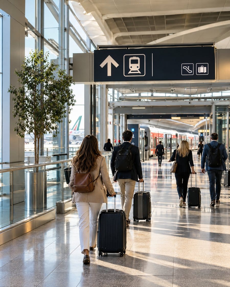 Fiumicino Airport train station directions in Rome