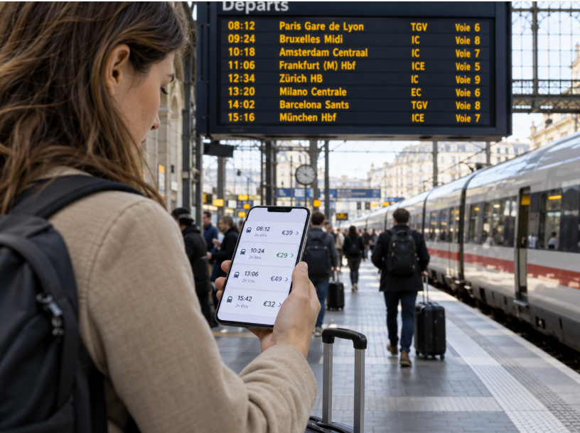 Comparing departure times to find cheaper train tickets in Europe