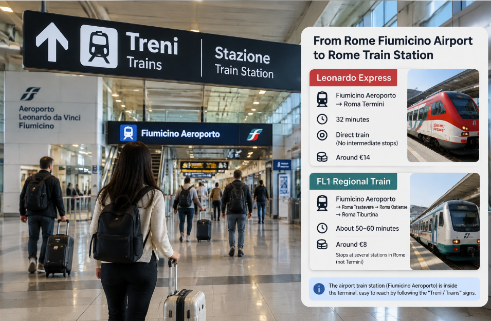 Travelling from Rome Airport to Florence by train in Italy